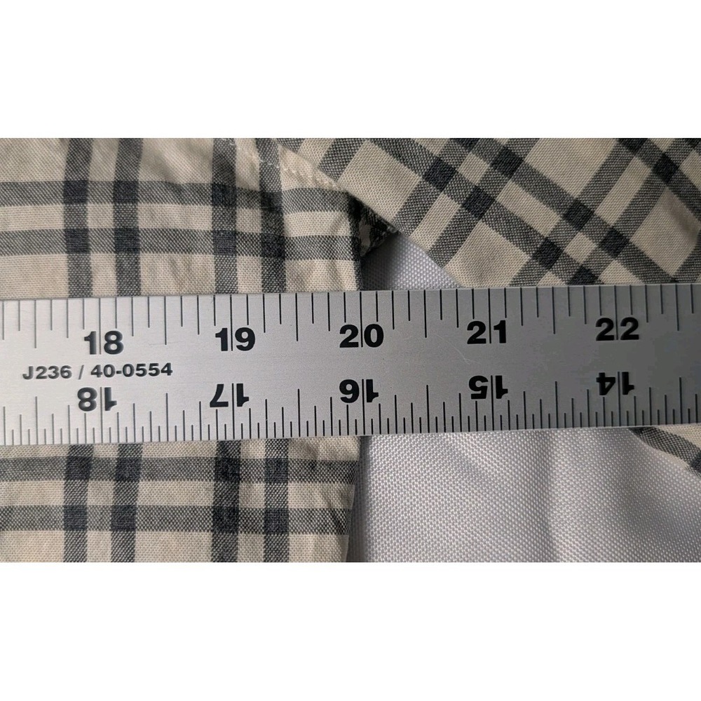 Zara Man Men's Medium Cream‎ and Navy Plaid Button Up Long Sleeve Shirt - Picture 4 of 10